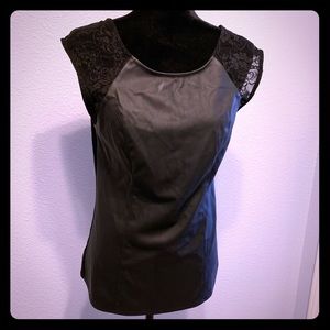 Black Leather and lace top by Express